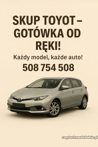 Skup Toyot Częstochowa Każdy model, każde auto! Gotówka od ręki! Śląsk
